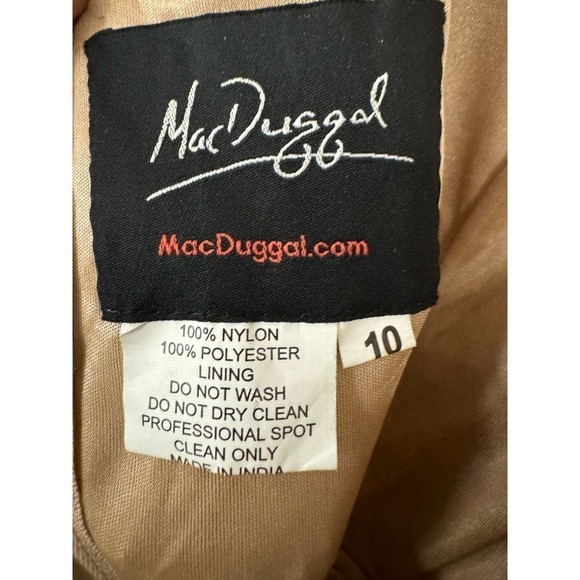 Mac Duggal Size 10 $598 NWT Long Sleeve Heavily Beaded Column Gown Mocha - Picture 11 of 12